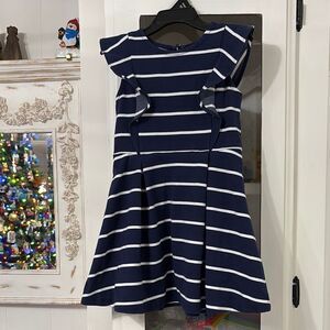 Ralph Lauren Polo Navy Blue Striped Girls Dress Size 5